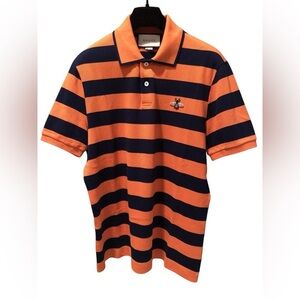 Gucci Orange and Navy Striped Polo Shirt